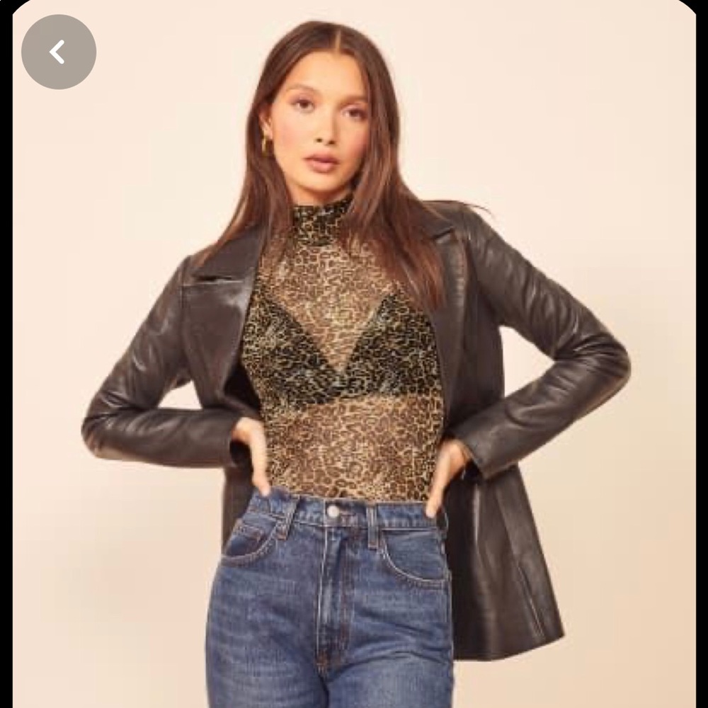 Laney Leopard-Print Stretch-Mesh Turtleneck Top - image 4